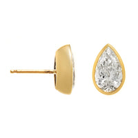 18K Yellow Gold 4CTW Pear Shaped Diamond Stud Earrings