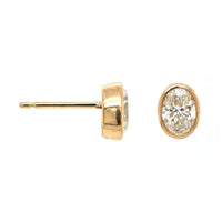 18K Yellow Gold 1CTW Oval Diamond Stud Earrings