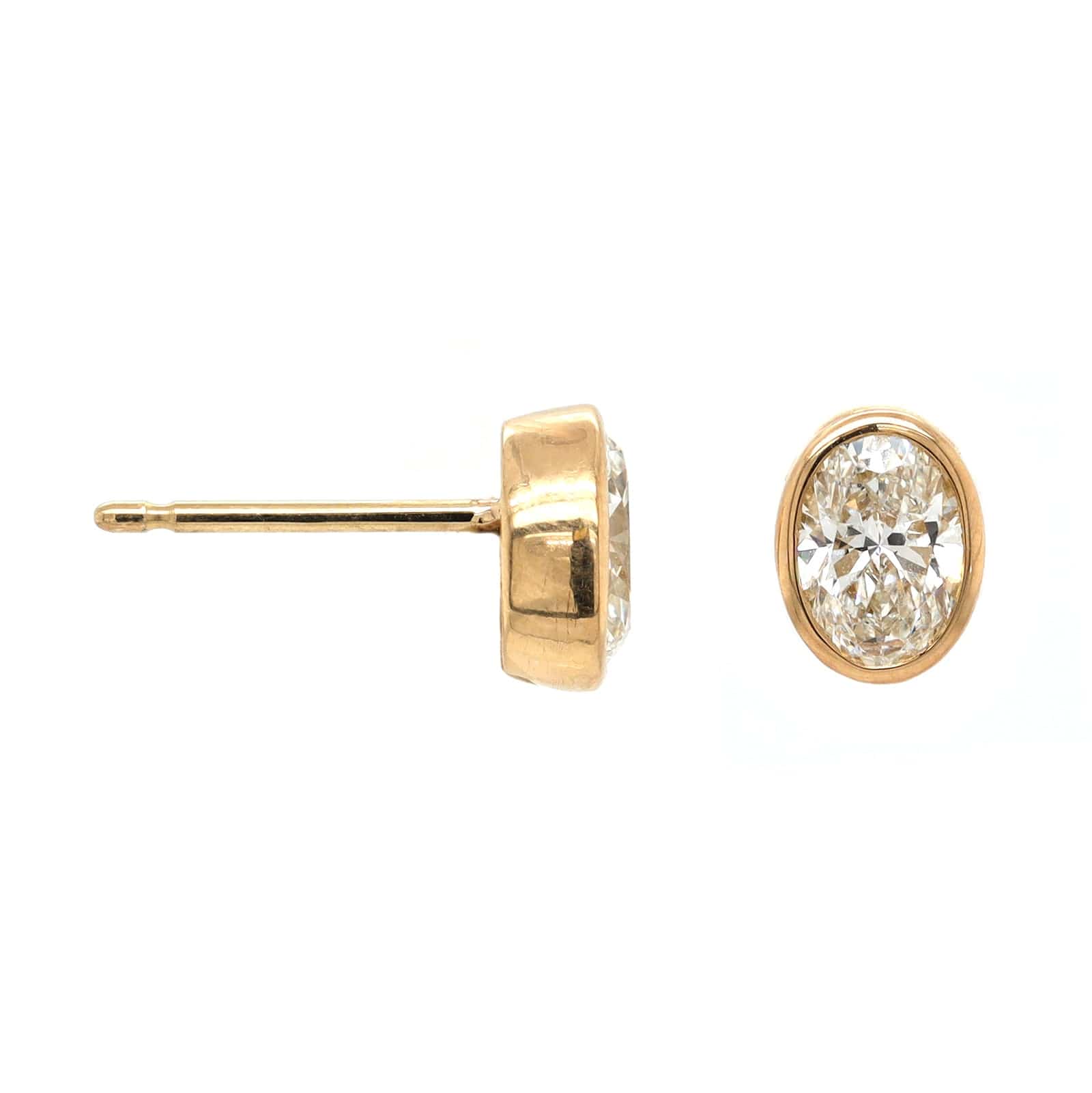 18K Yellow Gold 1CTW Oval Diamond Stud Earrings