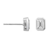 18K White Gold 1CTW Emerald Cut Diamond Stud Earrings