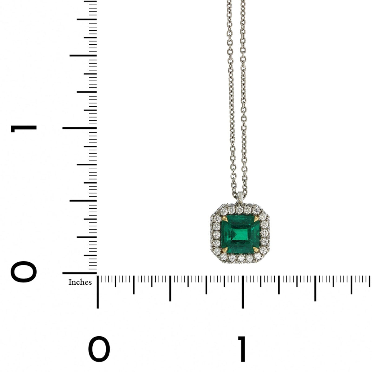 Platinum Emerald Diamond Halo Pendant