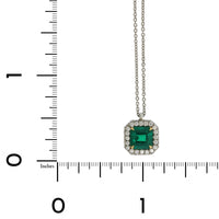 Platinum Emerald Diamond Halo Pendant