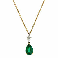 18K Yellow Gold Pear Shape Emerald Pendant