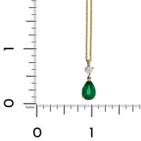 18K Yellow Gold Pear Shape Emerald Pendant