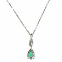 Platinum Pear Emerald & Kite Shaped Diamond Necklace