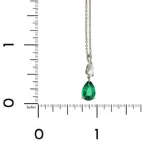 Platinum Pear Emerald & Kite Shaped Diamond Necklace