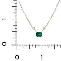 Platinum & 18K Yellow Gold Necklace with a Diamond & Emerald Pendant