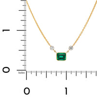 18K Yellow Gold & Platinum Diamond & Emerald Pendant Necklace