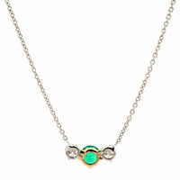 18K Yellow Gold & Platinum Emerald Diamond Necklace
