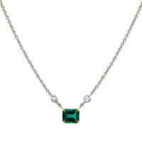 18K Yellow Gold & Platinum Emerald and Diamond Necklace