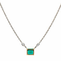 18K Yellow Gold & Platinum Emerald and Diamond Necklace