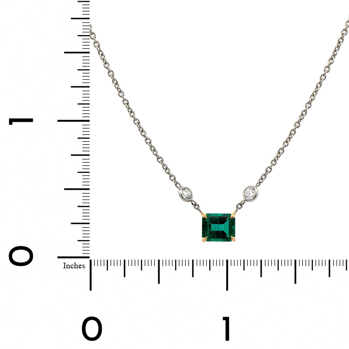 18K Yellow Gold & Platinum Emerald and Diamond Necklace