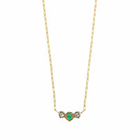 18K Yellow Gold Emerald and Diamond Necklace