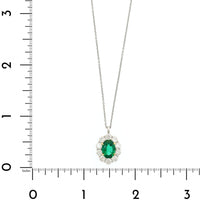Platinum & 18K Yellow Gold Necklace with a Diamond & Emerald Pendant