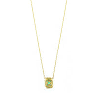 18K Yellow Gold Emerald and Diamond Halo Necklace