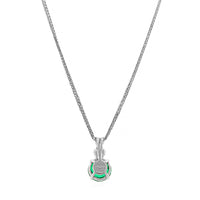 Platinum Round Emerald and Diamond Necklace