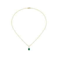 14K Yellow Gold Oval Emerald and Diamond Necklace