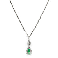 Platinum Pear Shaped Emerald and Diamond Pendant Necklace