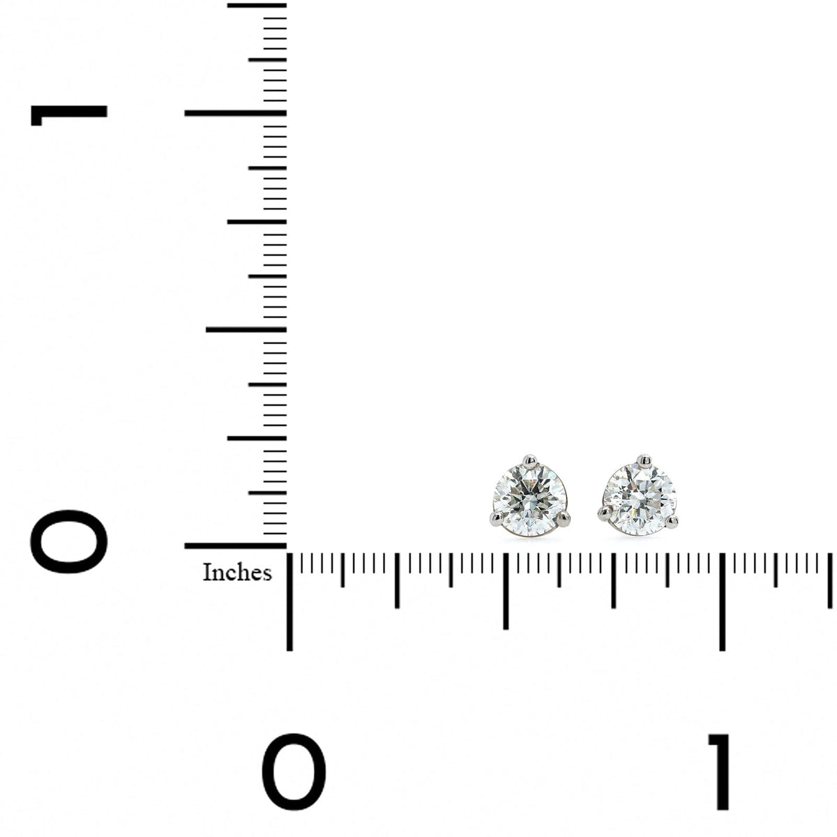 14K White Gold 3 Prong Diamond Stud Earrings