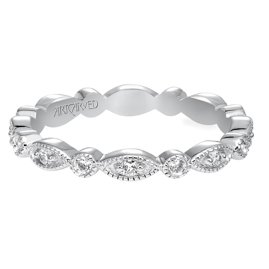 18K White Gold Round and Marquise Shaped Diamond Eternity Band