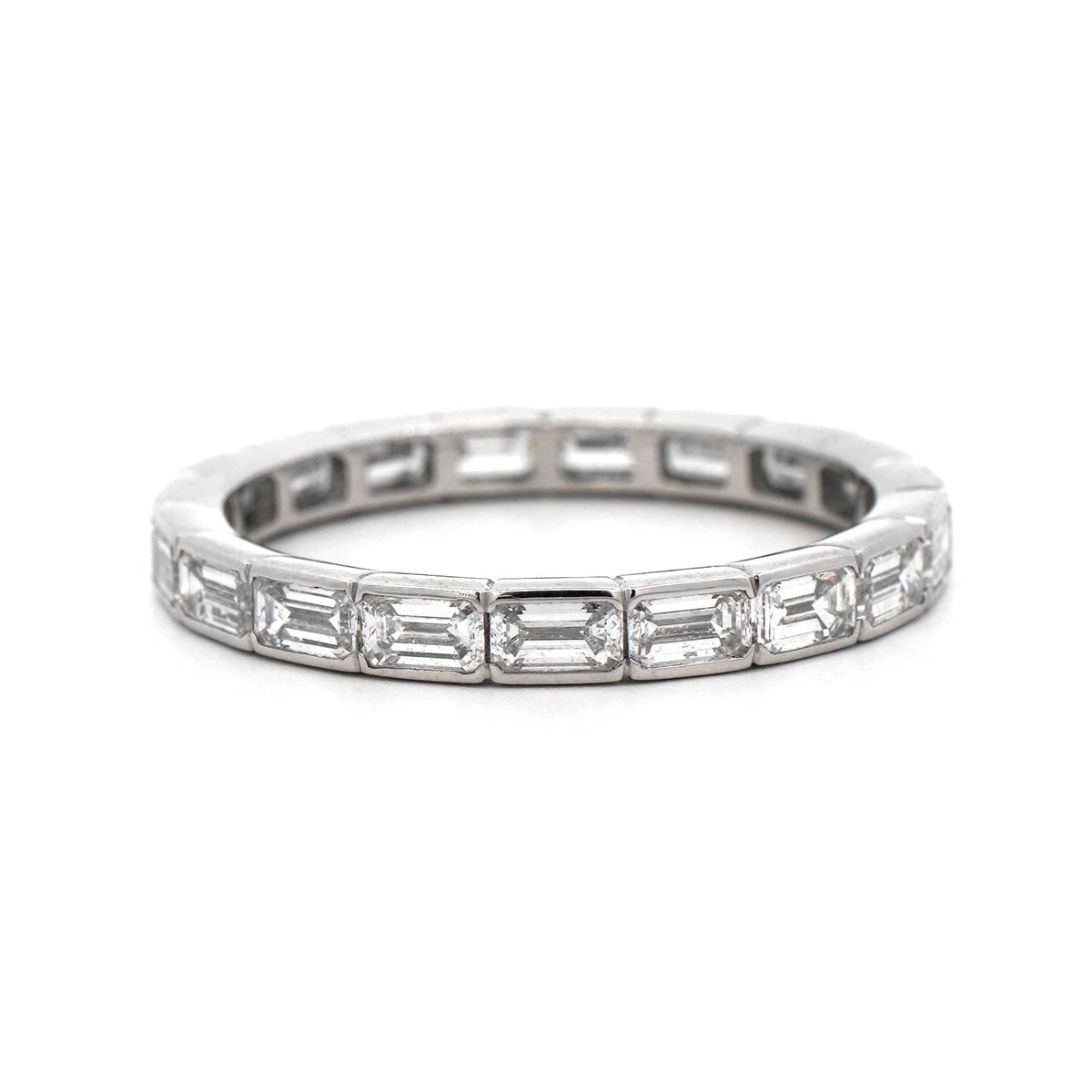 Platinum Semi Bezel Set Diamond Eternity Band