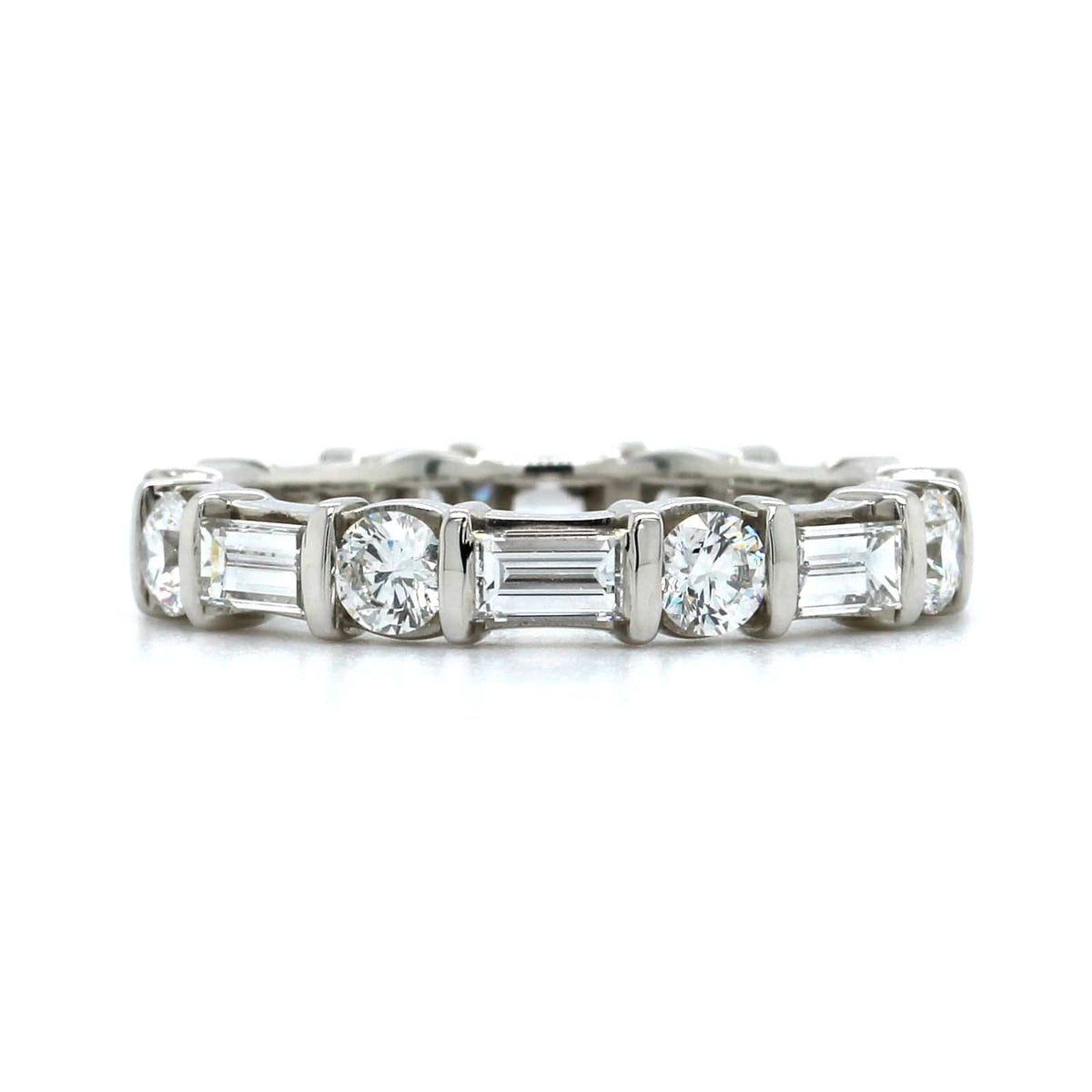 Platinum Round and Baguette Diamond Eternity Band