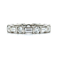 Platinum Round and Baguette Diamond Eternity Band