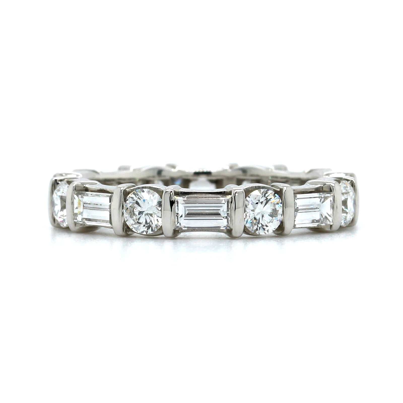 Platinum Round and Baguette Diamond Eternity Band