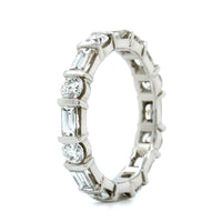 Platinum Round and Baguette Diamond Eternity Band