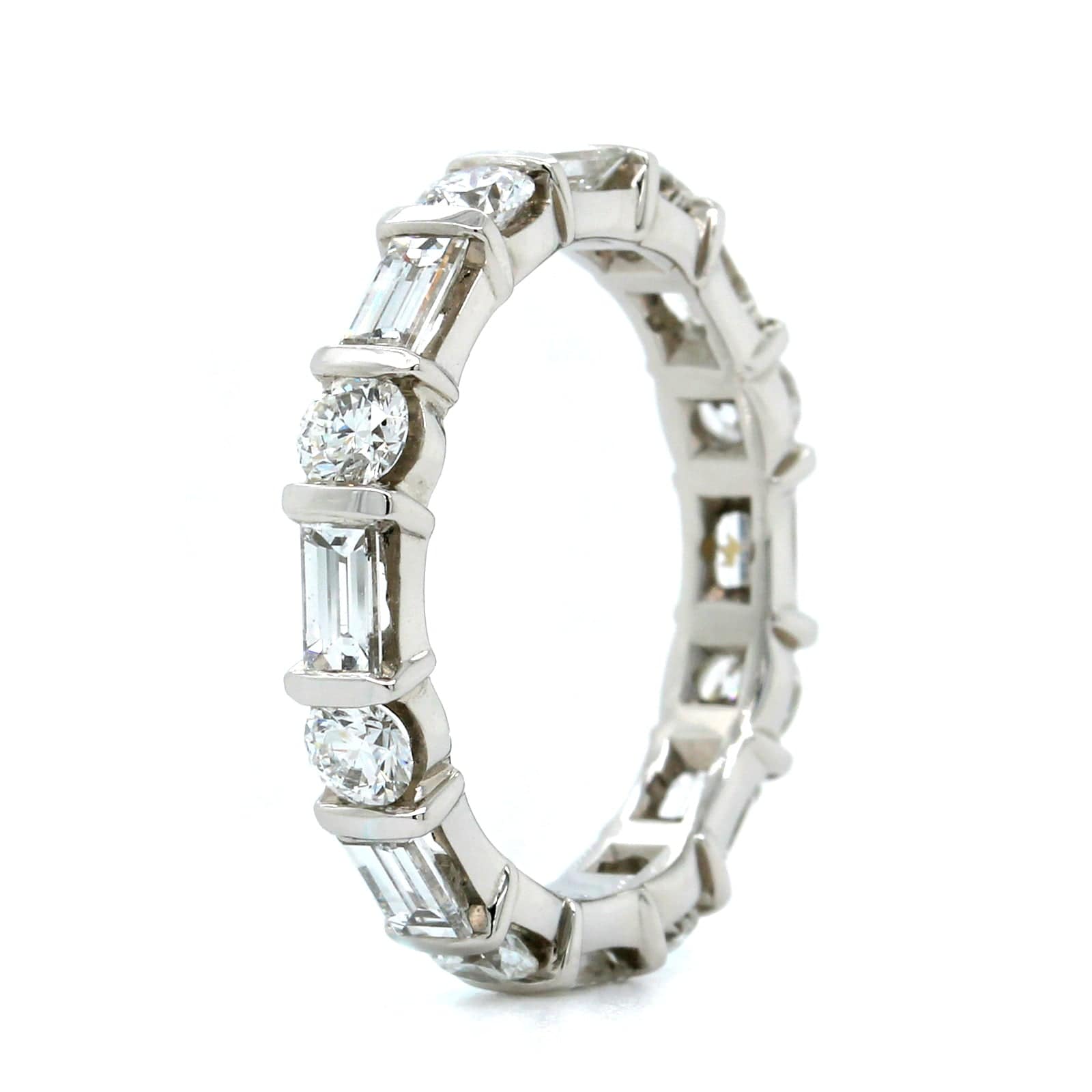 Platinum Round and Baguette Diamond Eternity Band