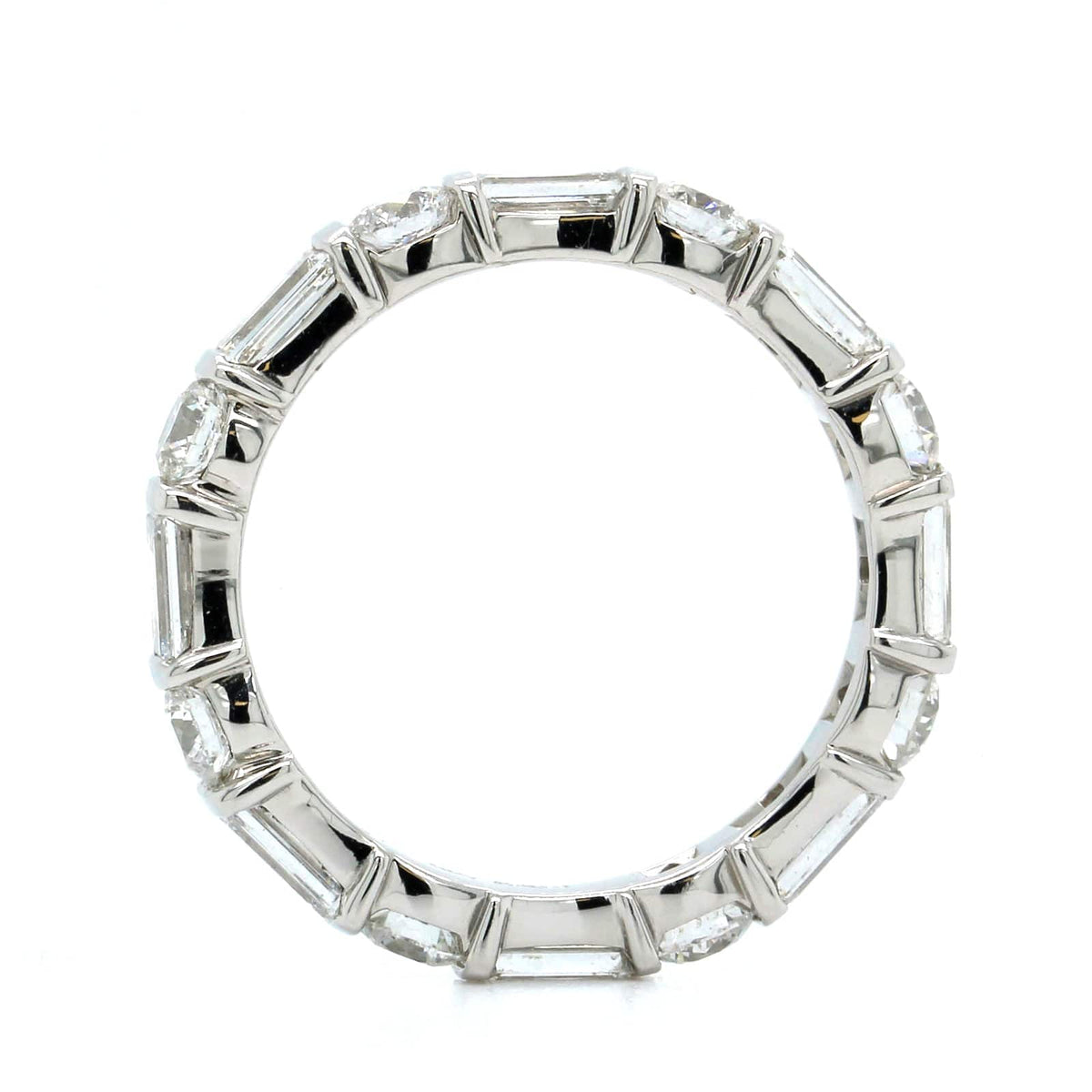 Platinum Round and Baguette Diamond Eternity Band