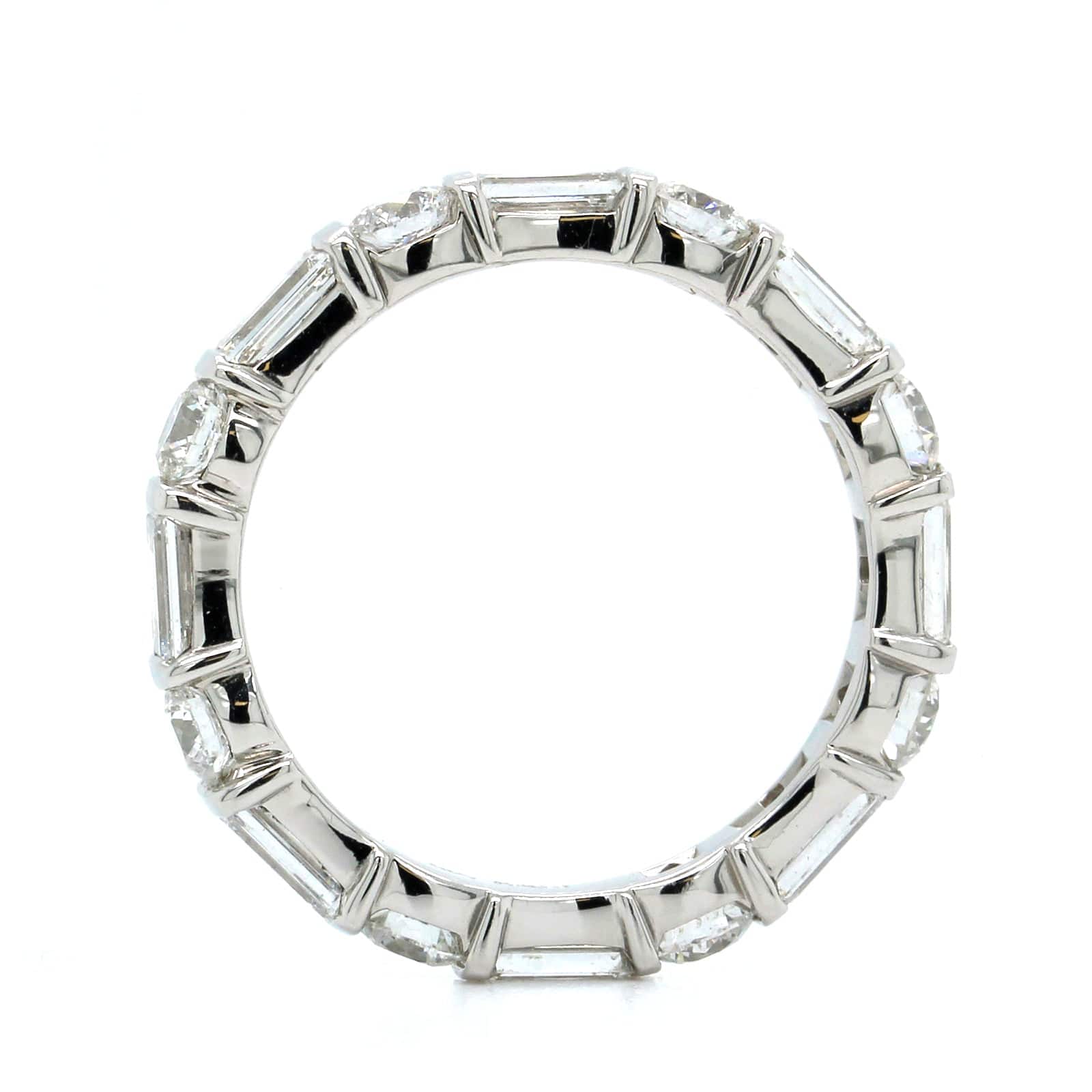 Platinum Round and Baguette Diamond Eternity Band