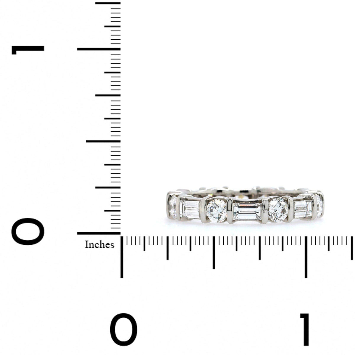 Platinum Round and Baguette Diamond Eternity Band