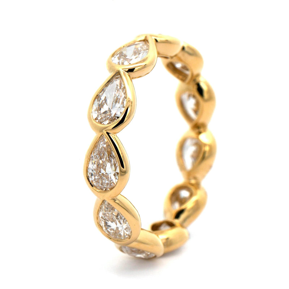 18K Yellow Gold Pear Shaped Diamond Buttercup Wedding Band