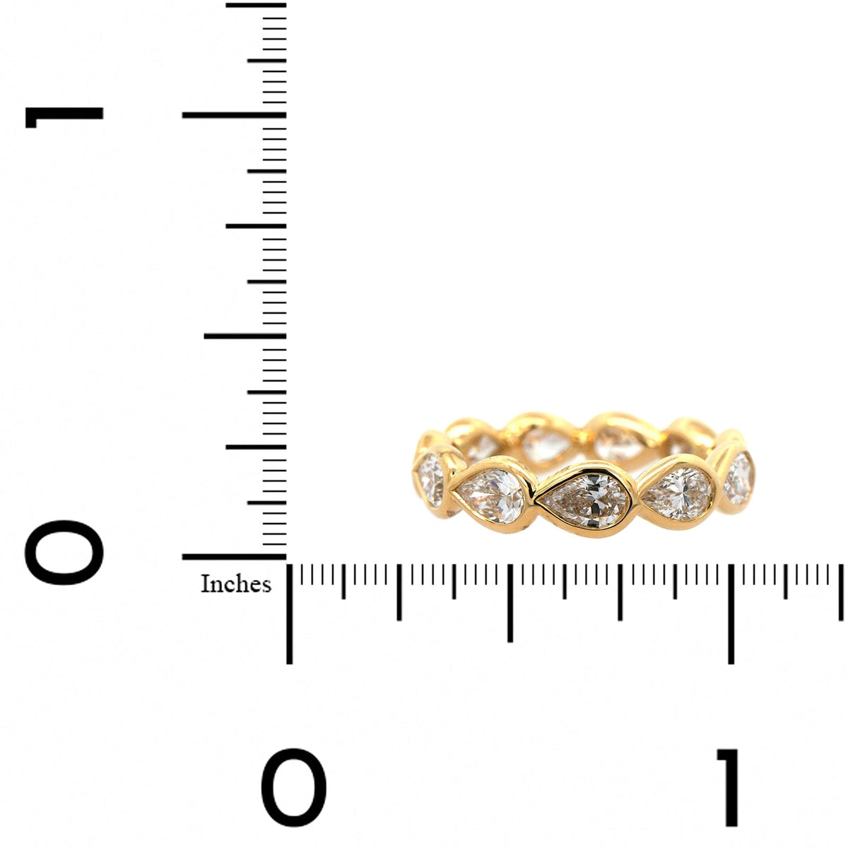 18K Yellow Gold Pear Shaped Diamond Buttercup Wedding Band