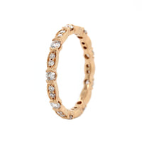 18K Rose Gold Milgrain Bezel Set Diamond Wedding Band