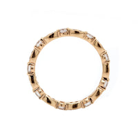 18K Rose Gold Milgrain Bezel Set Diamond Wedding Band