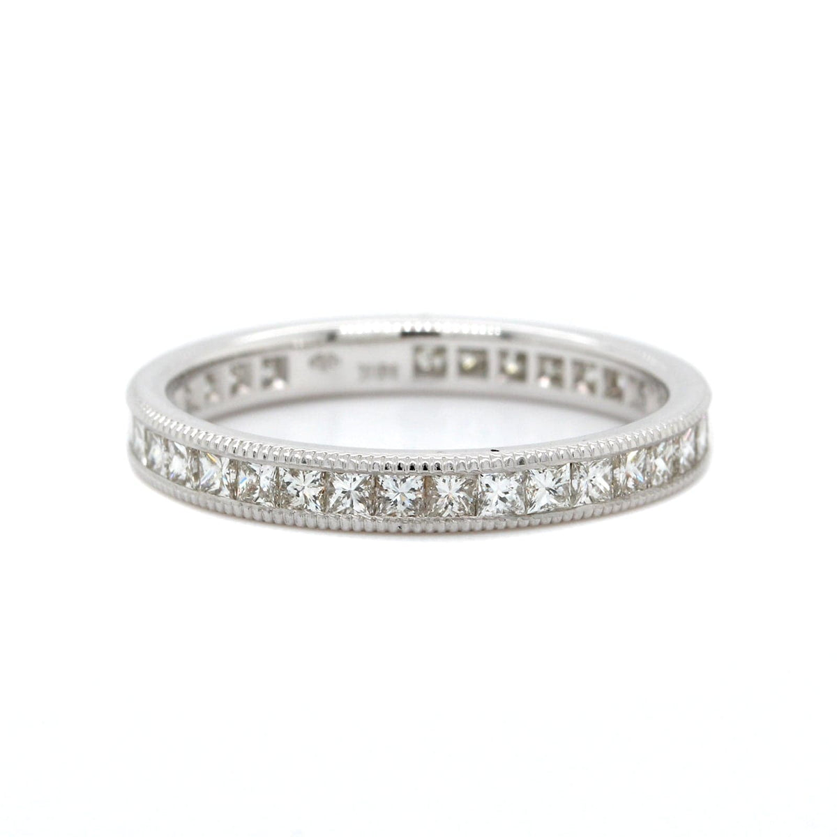 18K White Gold Channel Set Princess Cut Diamond Eternity Band