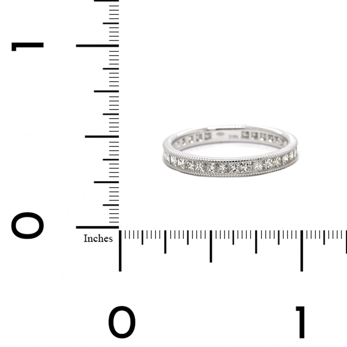 18K White Gold Channel Set Princess Cut Diamond Eternity Band