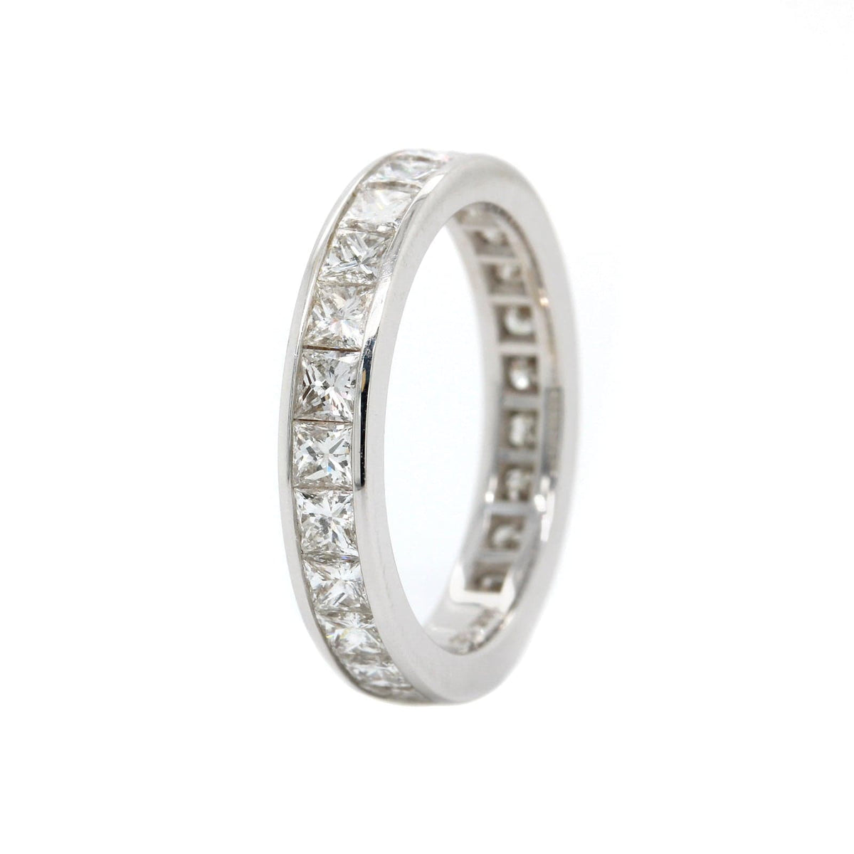 18K White Gold Channel Set Princess Cut Diamond Eternity Band