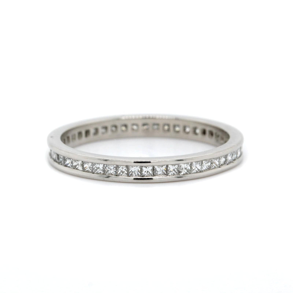 Platinum Channel Set Princess Cut Diamond Eternity Band