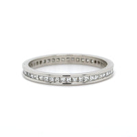 Platinum Channel Set Princess Cut Diamond Eternity Band