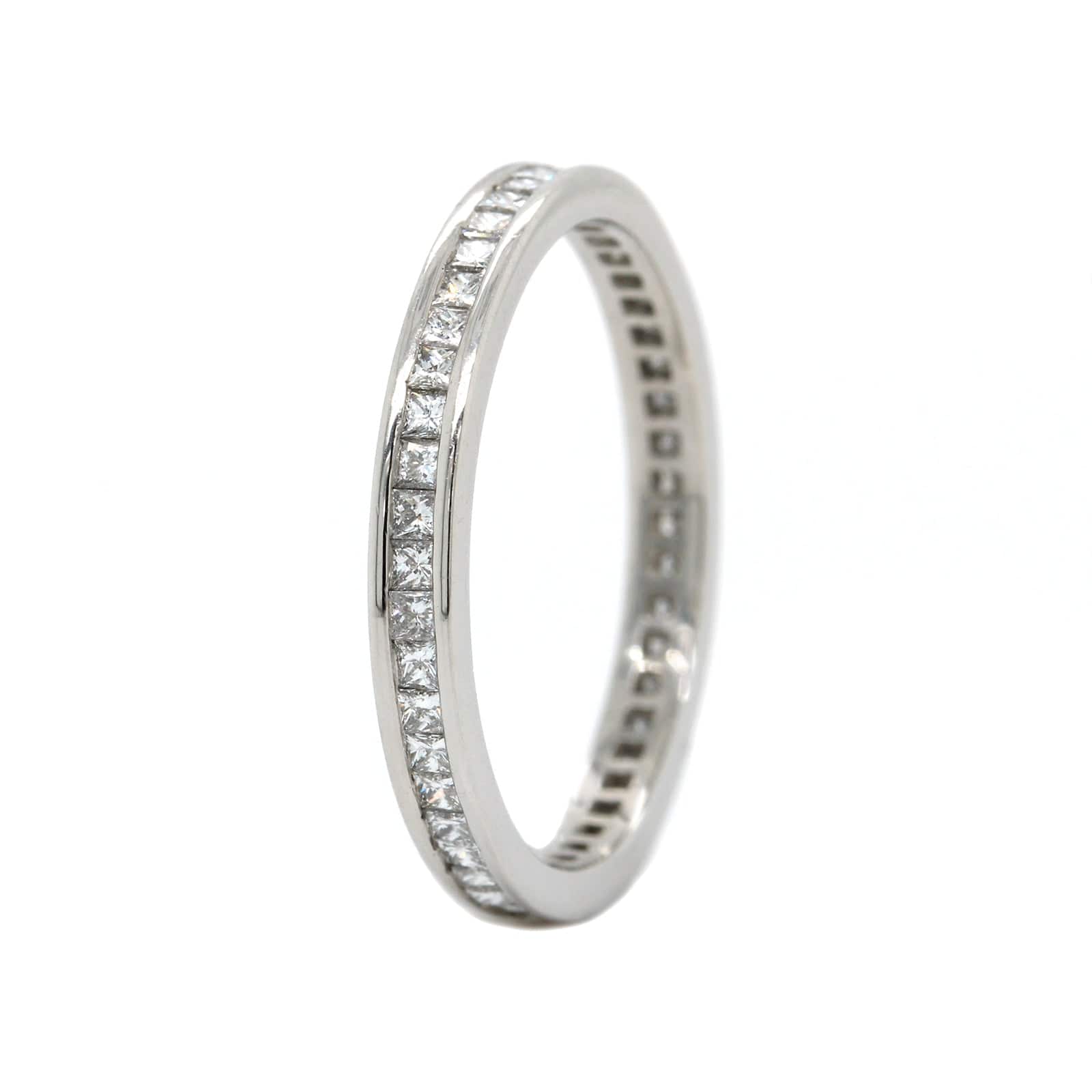 Platinum Channel Set Princess Cut Diamond Eternity Band