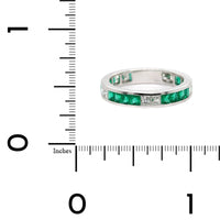 18K White Gold Alternating Emerald & Diamond Eternity Band