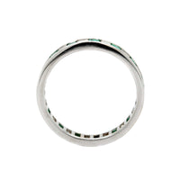 18K White Gold Alternating Emerald & Diamond Eternity Band