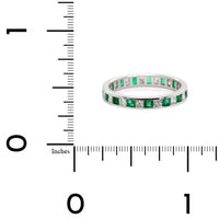 18K White Gold Alternating Emerald & Diamond Eternity Band