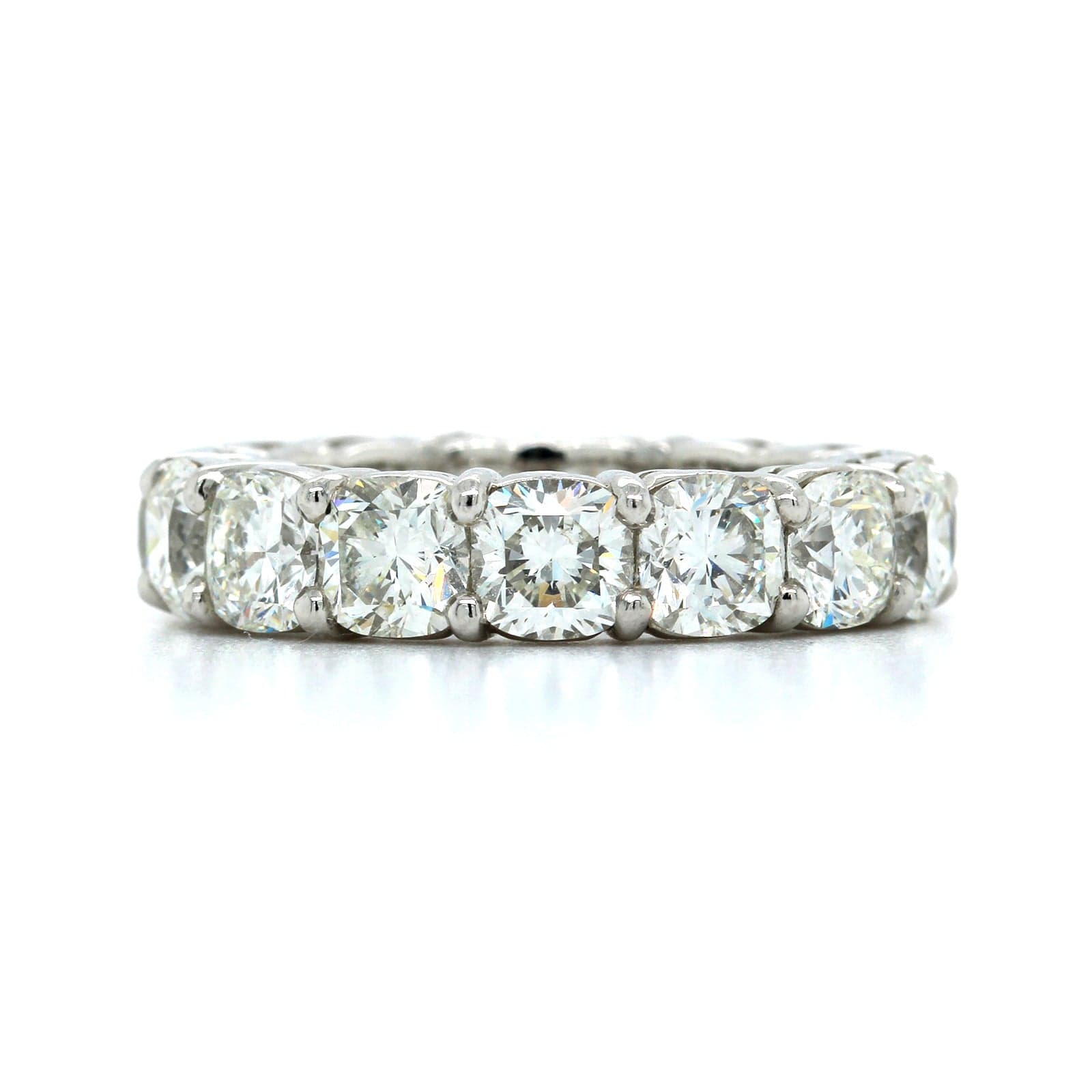 Platinum Shared Prong Cushion Cut Diamond Eternity Band