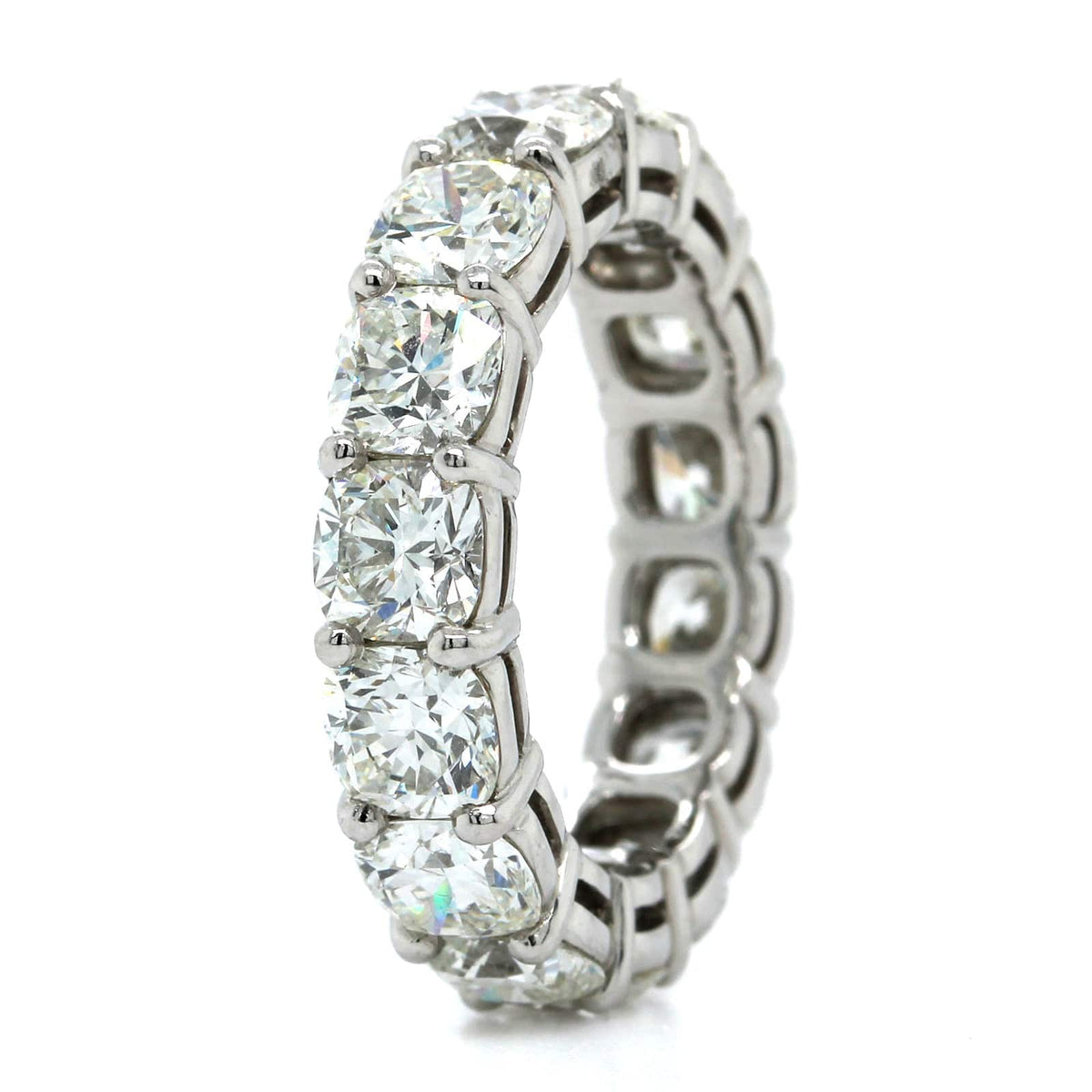 Platinum Shared Prong Cushion Cut Diamond Eternity Band