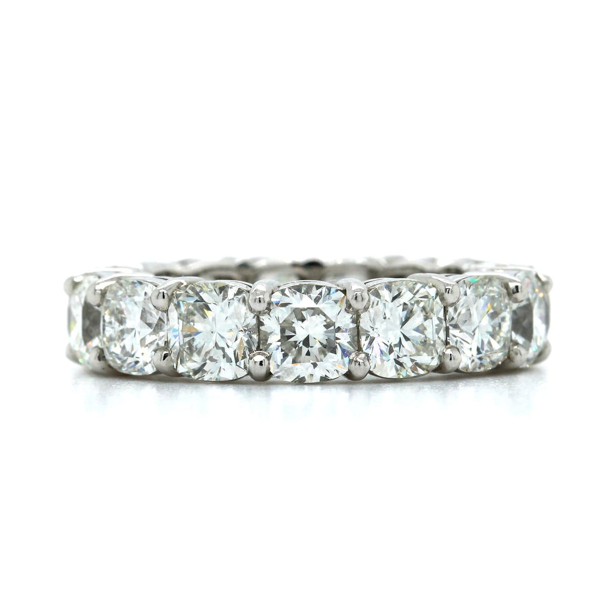 Platinum Shared Prong Cushion Cut Diamond Eternity Band
