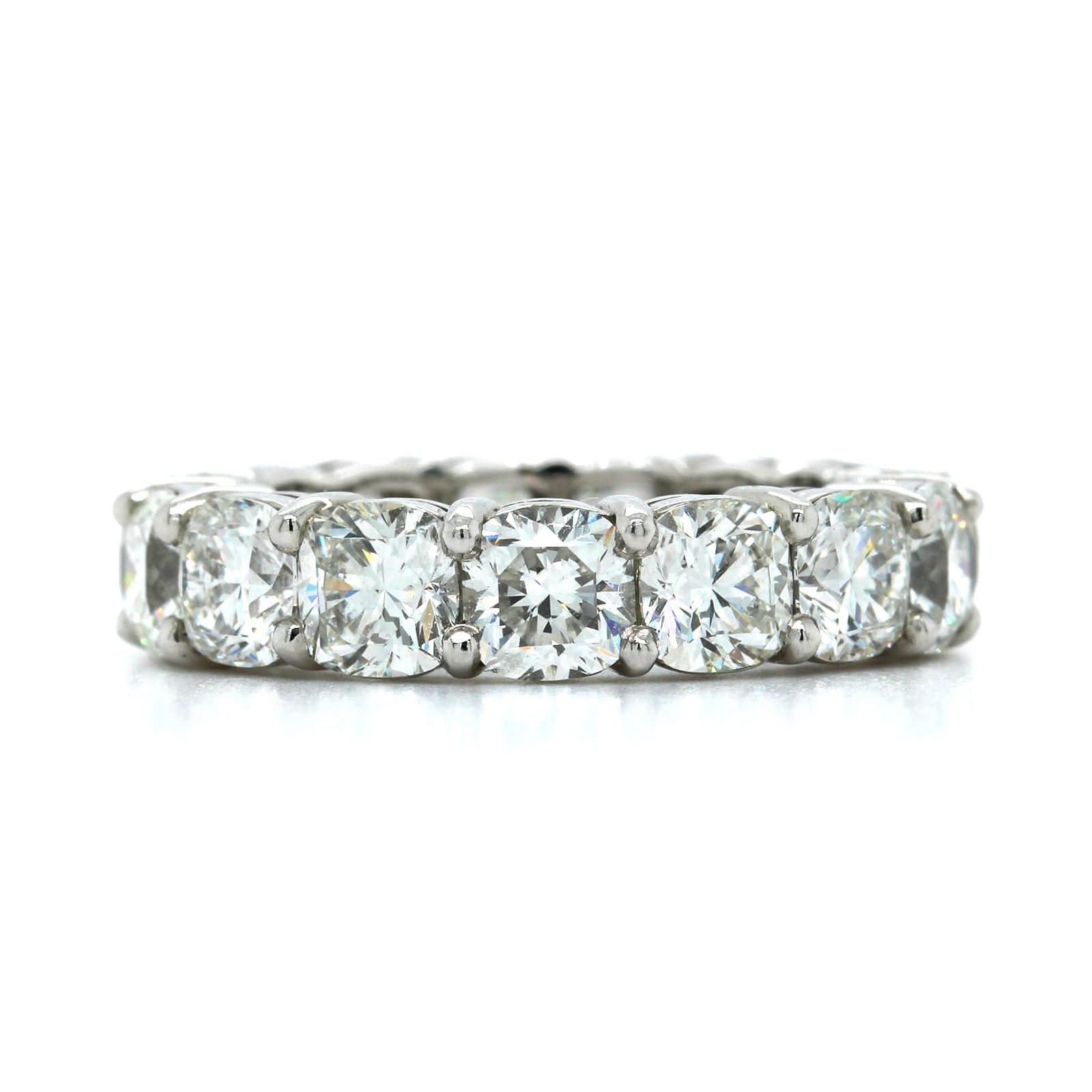 Platinum Shared Prong Cushion Cut Diamond Eternity Band